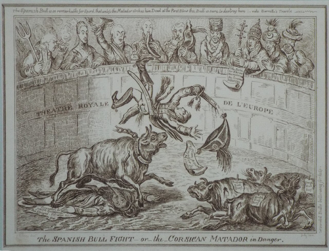 Aquatint - The Spanish Bull Fight or the Corsican Matador in Danger.